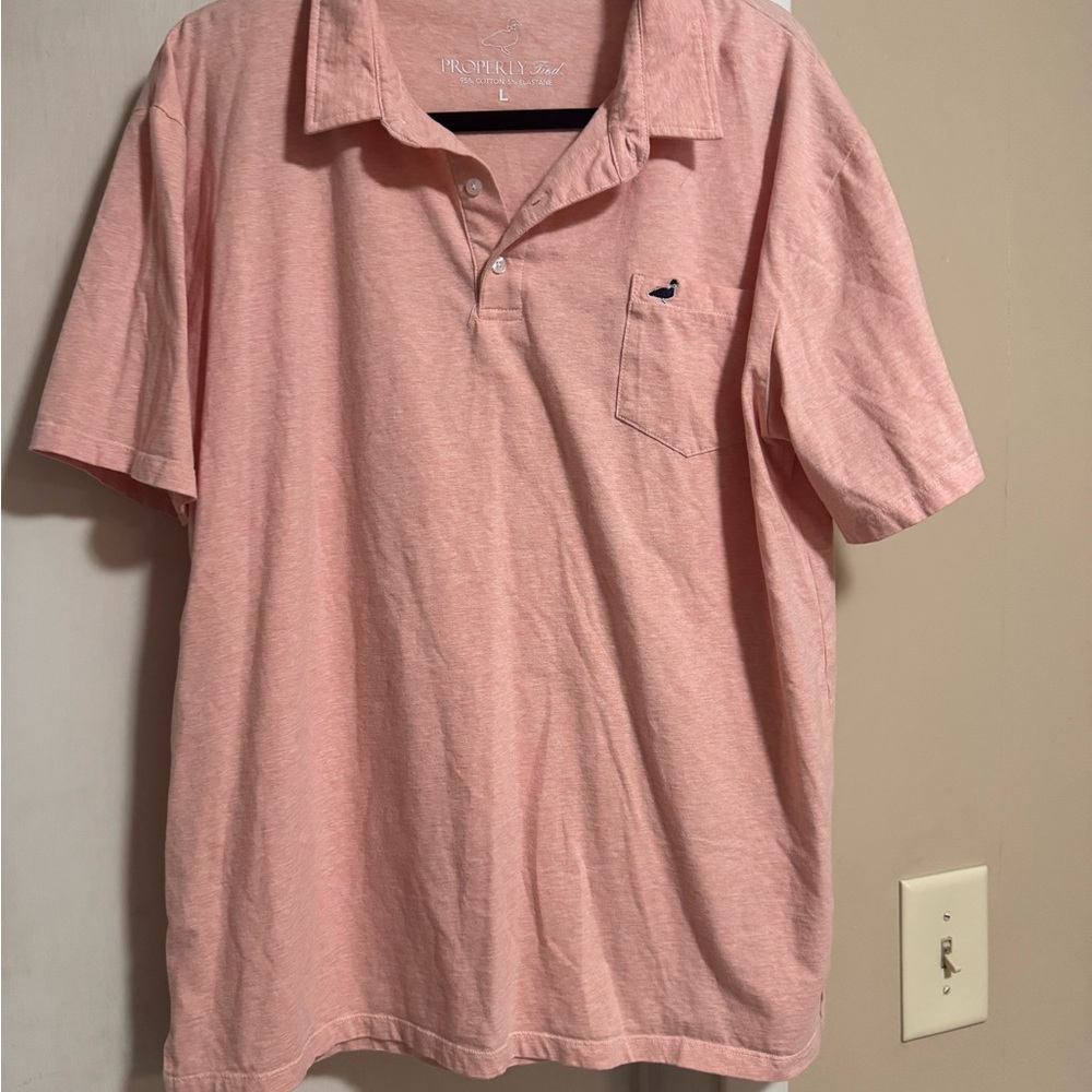 Property Of... Classic Pocket Polo in Light peach color- L